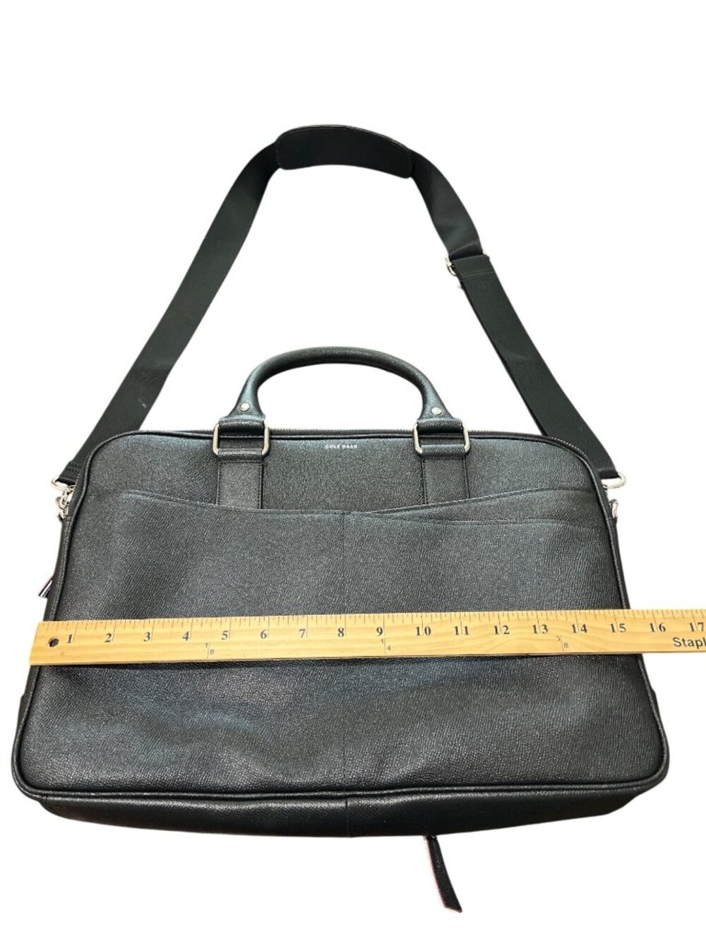 Cole Haan x American Airlines Black Leather Laptop Bag Tavel Briefcase 16x11 - Picture 8 of 9